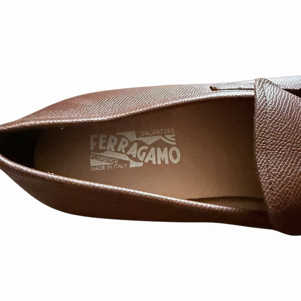 Salvatore Ferragamo Men's Scarlet Gancini  Leather Loafers Brown 10.5 E - Picture 5 of 8